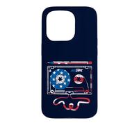 Carcasa para iPhone 15 Pro Cinta de Casete Mixta, Bandera Americana, patriótica, Retro, Musica de EE. UU