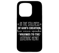 Carcasa para iPhone 15 Pro Cita Inspiradora en la Quietud de la Creación de Dios