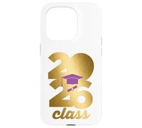 Carcasa para iPhone 15 Pro Class of 2026 Graduation Golden Numbers Cap Diploma