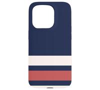 Carcasa para iPhone 15 Pro Classic Navy Red White Horizontal Stripes Chic Pattern