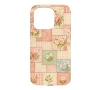 Carcasa para iPhone 15 Pro Colcha Rubor Vintage Rosa Floral Patchwork peonía Flores