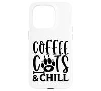 Carcasa para iPhone 15 Pro Colección de Estilo de Vida Coffee Cats & Chill Cat Lovers