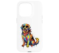 Carcasa para iPhone 15 Pro Colorido Golden Retriever Graffiti Art Gafas De Sol Diseño