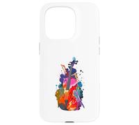 Carcasa para iPhone 15 Pro Colorido Violín y Arco Acuarela Arte Musical