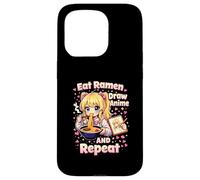 Carcasa para iPhone 15 Pro Come Ramen Dibuja Anime Y Repite | Linda Chica Manga Kawaii