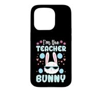 Carcasa para iPhone 15 Pro Conejo de Pascua Familiar a Juego Floral I'm The Teacher Bunny