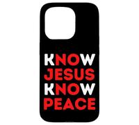 Carcasa para iPhone 15 Pro Conoce a Jesús Conoce la Paz Fe Cristiana Religiosa Navidad