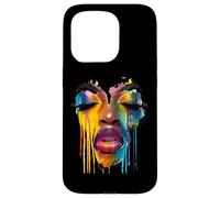 Carcasa para iPhone 15 Pro Cool African Woman Afro Color Painted Face Juneteenth Vibes