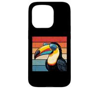 Carcasa para iPhone 15 Pro Cool Tucán Retro Puesta de Sol Vintage Amante de pájaros Desgastados
