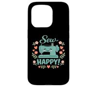 Carcasa para iPhone 15 Pro Coser Happy Cute máquina de Coser Corazones Florales