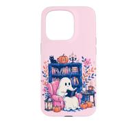 Carcasa para iPhone 15 Pro Cozy Spooky Ghost Reading in Autumn Halloween Teacher Kids