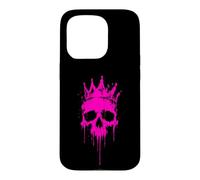 Carcasa para iPhone 15 Pro Cráneo Rosa Coronado Reina Punk Estética Graffiti Art Lover