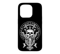 Carcasa para iPhone 15 Pro Cráneo Vikingo con runas Mjölnir Mitología nórdica