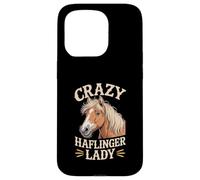 Carcasa para iPhone 15 Pro Crazy Haflinger Lady Horse Lover Western Equestrian