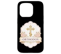 Carcasa para iPhone 15 Pro Cruz Cristiana ortodoxa Oriental Oriental para Mujer y niña Floral