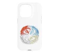 Carcasa para iPhone 15 Pro Cuatro Elementos Dragones Yin Yang Fuego Agua Tierra Aire Regalos