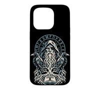 Carcasa para iPhone 15 Pro Cuervos de Odín Hugin & Munin Vegvisir Árbol del Mundo Yggdrasil
