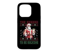 Carcasa para iPhone 15 Pro Culturista Papá Noel Abultando Suéter Feo Fitness