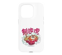Carcasa para iPhone 15 Pro Cute Chubby Tiger Ramen Noodle Bowl Japanese Foodie Lover