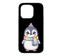 Carcasa para iPhone 15 Pro Cute Kawaii Penguin Rainbow Beanie Scarf Winter