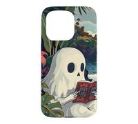 Carcasa para iPhone 15 Pro Cute Spooky Ghost Reading Book Summer Tropical Beach Reader