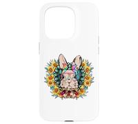 Carcasa para iPhone 15 Pro Cute Sunflower Motif For Women - Easter Bunny with Glasses