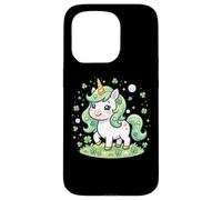 Carcasa para iPhone 15 Pro Cute Unicorn Shamrock St Patricks Day Girls Kids Lepricorn