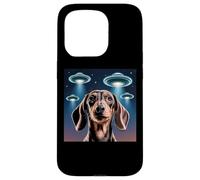 Carcasa para iPhone 15 Pro Dachshund Dog Alien UFO Dachshund Decoración Niños Divertido Dachshund