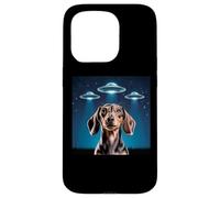 Carcasa para iPhone 15 Pro Dachshund Dog Alien UFO Dachshund Decoración Niños Divertido Dachshund