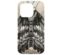 Carcasa para iPhone 15 Pro Death Head Polilla gótica Oculta Rosa Pentagrama Arte