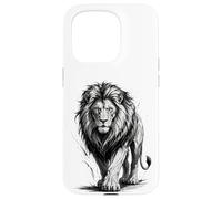 Carcasa para iPhone 15 Pro Dibujo de león, Piercing, Ojos atrevidos, Arte de Vida Silvestre
