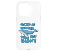 Carcasa para iPhone 15 Pro Dios es más Grande Que Cualquier Ballena Azul Gigante Lindos niños Cristianos