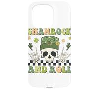 Carcasa para iPhone 15 Pro Diseño de Calavera Irlandesa de la Suerte de San Patricio de trébol y Rollo