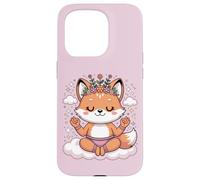 Carcasa para iPhone 15 Pro Diseño de Mandala en Postura de Loto para atención Plena, Lindo Zorro de Yoga