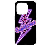 Carcasa para iPhone 15 Pro Diseño estético del Zodiaco con Forma de Trueno de Leopardo Sagitario