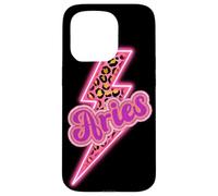 Carcasa para iPhone 15 Pro Diseño estético del Zodiaco en Forma de Trueno Leopardo Aries