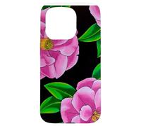 Carcasa para iPhone 15 Pro Diseño Floral de Camelia Rosa con patrón de Flores Fucsia
