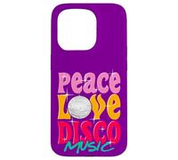 Carcasa para iPhone 15 Pro Diversión Paz, Amor Disco Música Retro