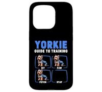 Carcasa para iPhone 15 Pro Divertida guía de Entrenamiento para Yorkies Sit Paw Fetch Stay Dog Lover