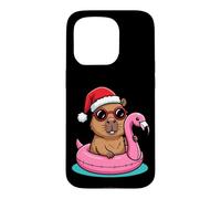 Carcasa para iPhone 15 Pro Divertida Navidad Capybara Vacaciones Niños Adolescentes Niños