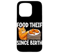 Carcasa para iPhone 15 Pro Divertido ladrón de Comida para Gatos Desde el Nacimiento Amante de los Gatos Humor Dueño de Gato