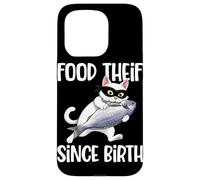Carcasa para iPhone 15 Pro Divertido ladrón de Comida para Gatos Desde el Nacimiento Amante de los Gatos Humor Dueño de Gato