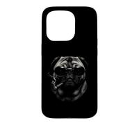 Carcasa para iPhone 15 Pro Divertido Pug con Gafas De Sol Jefe Perro Canino Fumando Un Cigarro