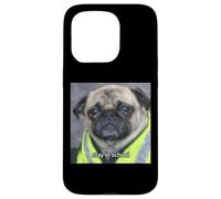 Carcasa para iPhone 15 Pro Divertido Triste Pug Meme Trabajo Humor Foto Borrosa