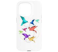 Carcasa para iPhone 15 Pro Divertidos pájaros de Origami Kirigami Paper Crane Fold Fold