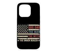 Carcasa para iPhone 15 Pro Dog Dad The Man The Myth The Snack Dealer Bandera Estadounidense