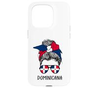 Carcasa para iPhone 15 Pro Dominicana Girl Dominican Heritage Dominican Republic Flag