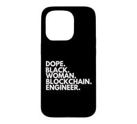 Carcasa para iPhone 15 Pro Dope Black Woman Blockchain Ingeniero Orgullo afroamericano