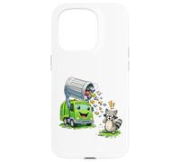 Carcasa para iPhone 15 Pro Dumpy The Garbage Truck Limpieza de Basura con niños Mapache