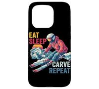 Carcasa para iPhone 15 Pro Eat Sleep Carve Repeat - Ski Driver Sunset Ski Design